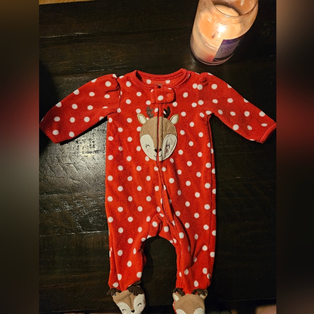 Fleece Sleep And Play Christmas Reindeer Outfit